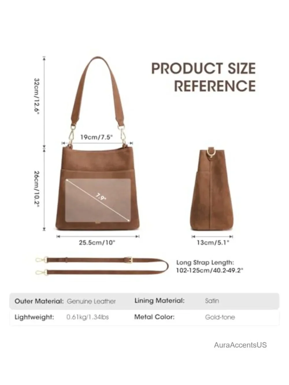 Genuine Leather Tote & Crossbody Bag - Top Grain Pebbled Cowhide with Magnetic